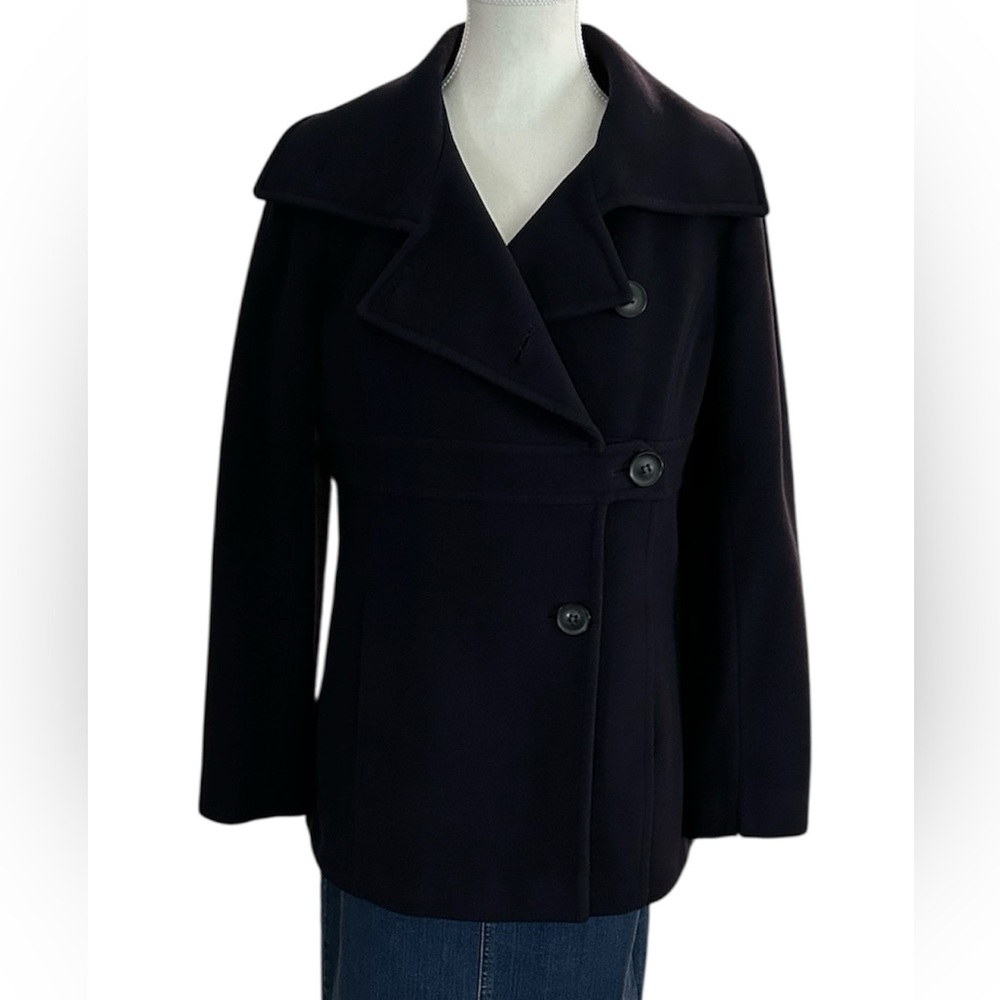 DKNY Vintage Prussian (Navy) Blue Wool Nylon Cashmere Fully Lined Peacoat Size 8